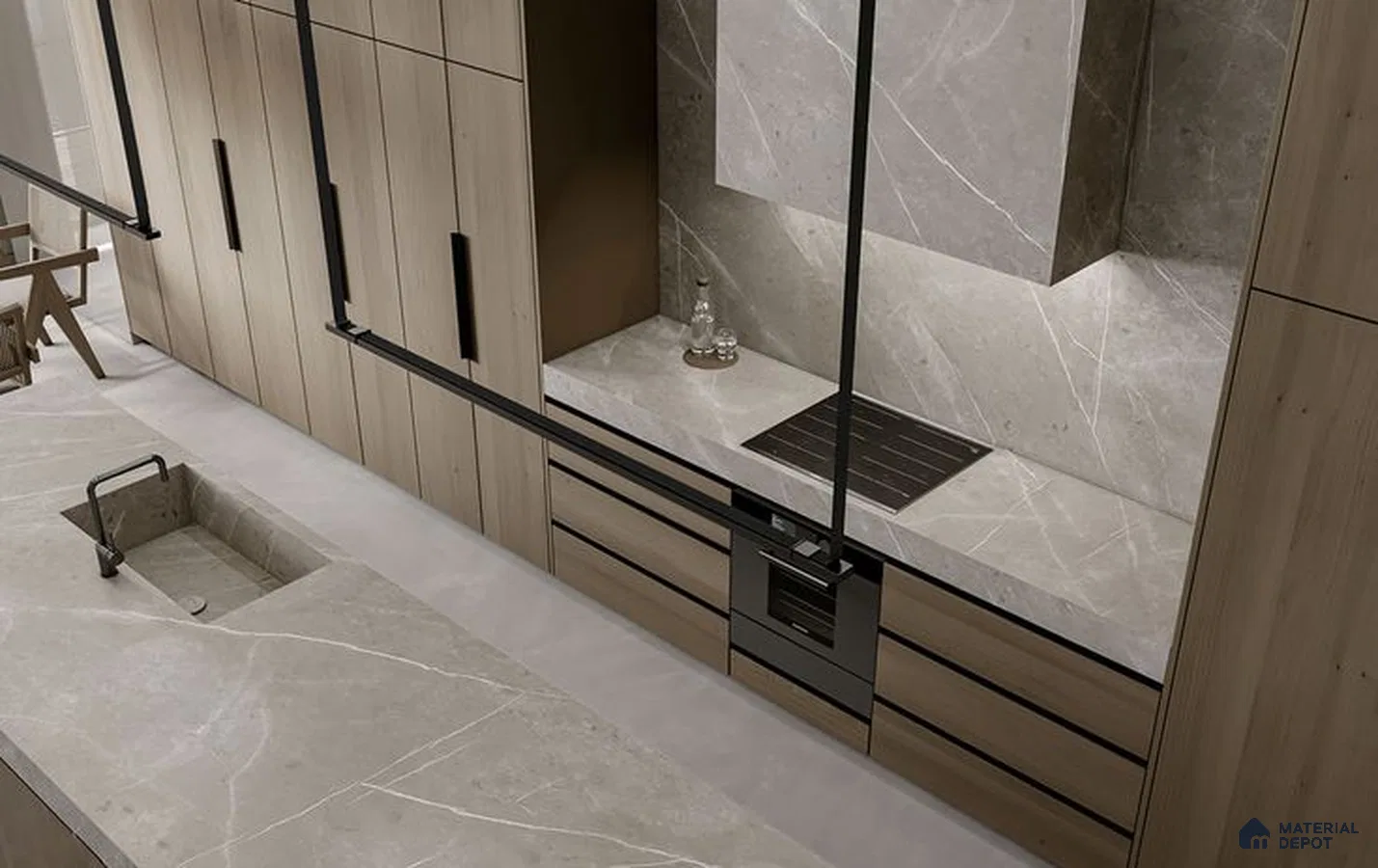 a bathroom with a large tub in the middle of the room and two sinks and two sinks on the wall next to a bathtub in front of a large window that has a bathtub in the outside patio
